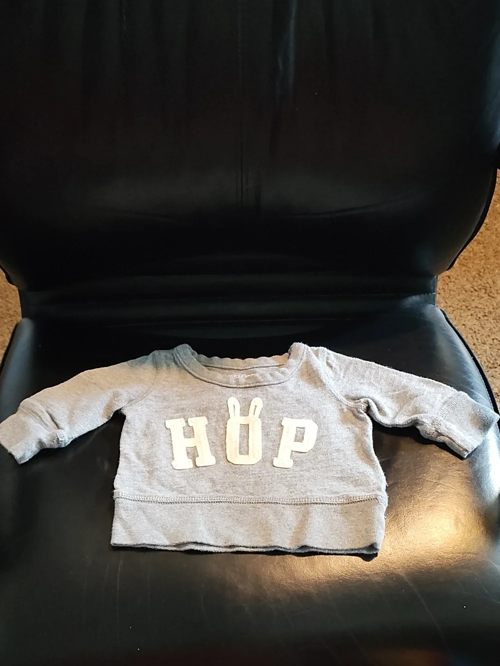 Baby GAP Light Gray Sweatshirt with White 'HOP' Appliqué 3-6 Months